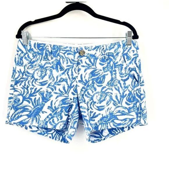 Lilly Pulitzer Women's Callahan Chino Shorts Resort White Blue On a Roll Size 2 - Picture 1 of 11